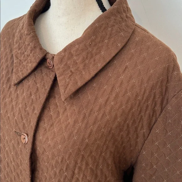 April Cornell Chocolate Brown Quilted Utility Jacket Classic Casual Cabincore - Picture 2 of 6